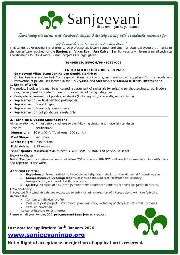 Restoration Low Cost Polyhouse